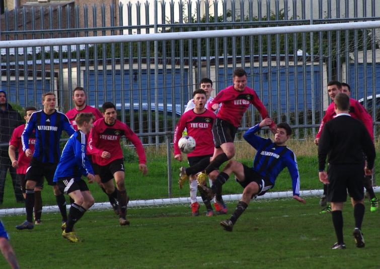 Goalmouth action from the Obs where Hakin United defeated arch rivals Merlins Bridge